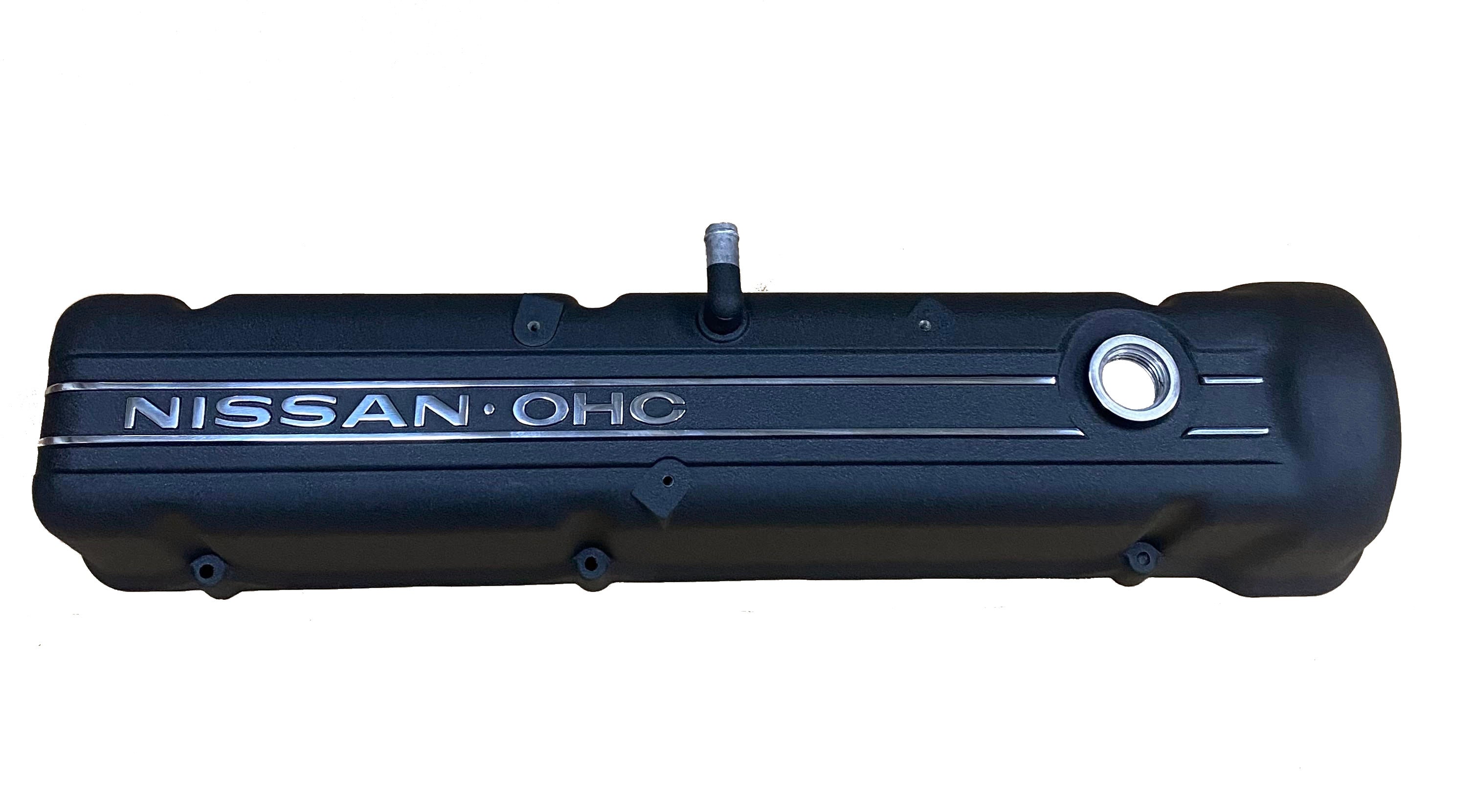 Inline 6 Valve Cover (Powder Coated in Black Wrinkle with Polished Lettering)