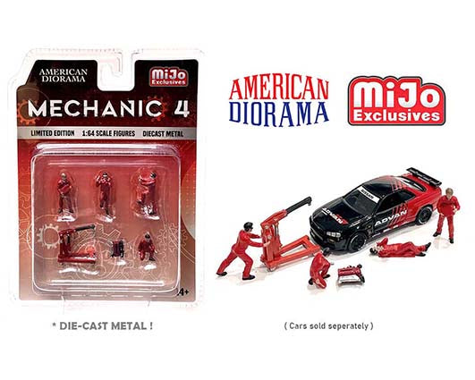 2024新商品 Exclusives MiJo 1:64 Diorama American Figures 4 Mechanic ミニカー