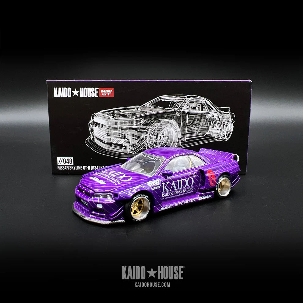 Kaido House x Mini GT 1:64 Nissan Skyline GT-R (R34) Kaido Works V1 (Purple) Limited Edition