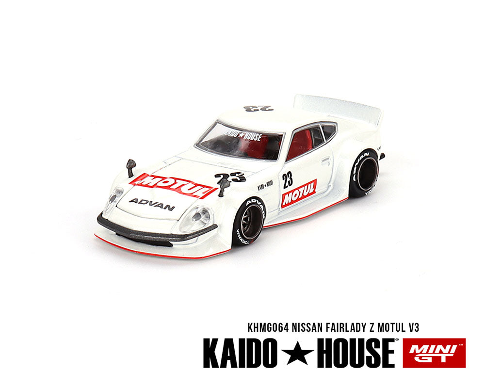 Kaido House x Mini GT 1:64 Datsun KAIDO Fairlady Z MOTUL V3 – White – Limited Edition
