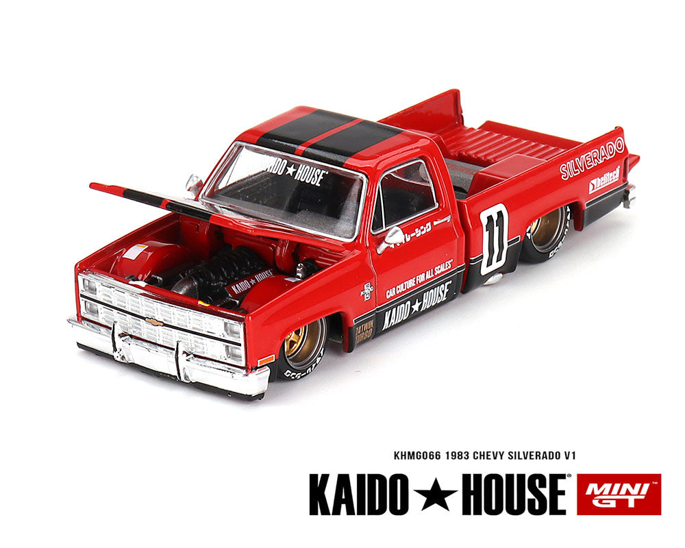 Kaido House x Mini GT 1:64 Chevrolet Silverado 1983 KAIDO V1- Red – Limited Edition