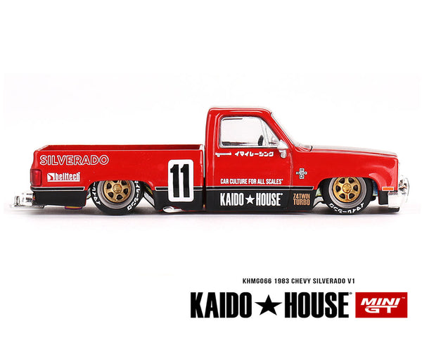 (Preorder) Kaido House x Mini GT 1:64 Chevrolet Silverado 1983 KAIDO V1- Red – Limited Edition