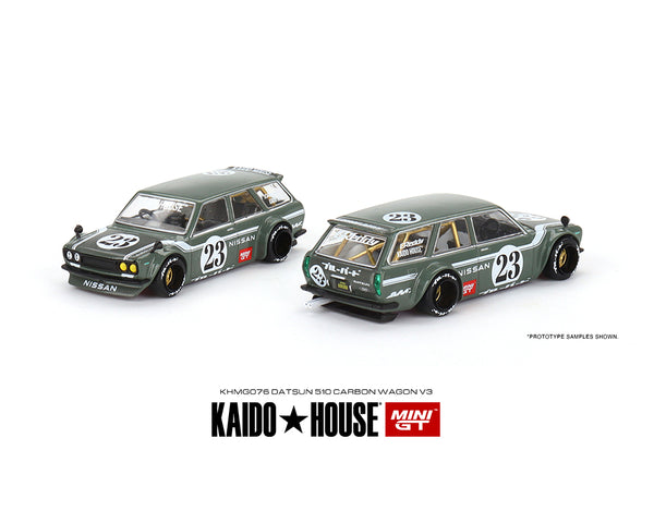 (Preorder) Kaido House x Mini GT 1:64 Datsun KAIDO 510 Wagon CARBON FIBER V3
