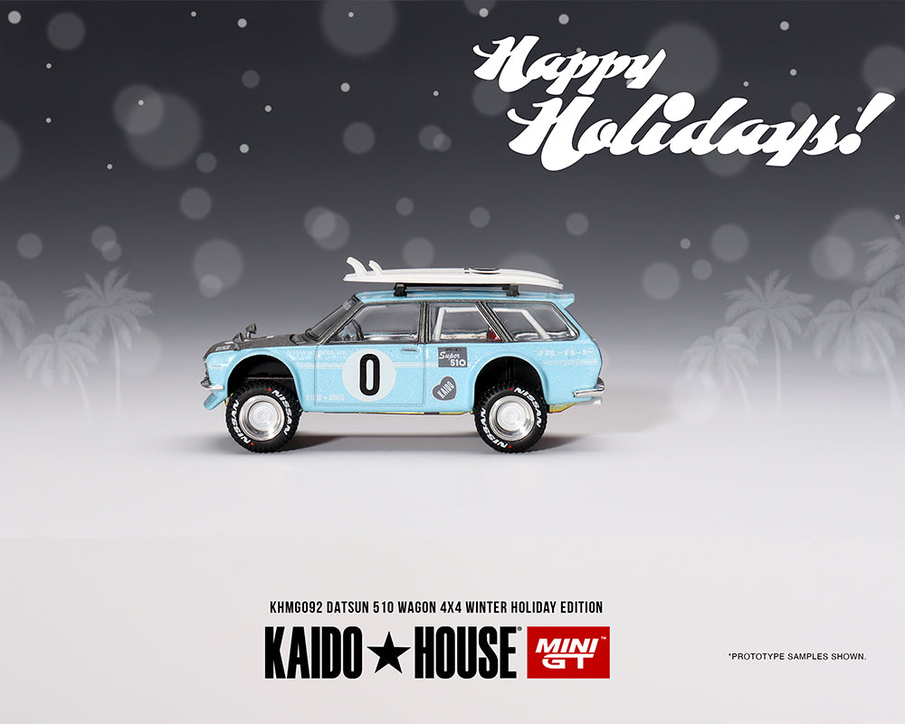 Kaido House x Mini GT 1:64 Datsun 510 Wagon Kaido GT Surf Safari RS Winter Holiday Edition