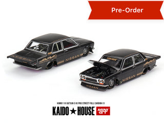 (Preorder) Kaido House x Mini GT 1:64 Datsun 510 Pro Street Full Carbon V1- Black Carbon