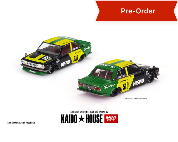 (Preorder) Kaido House x Mini GT 1:64 Datsun Street 510 Racing V2 – Black Yellow