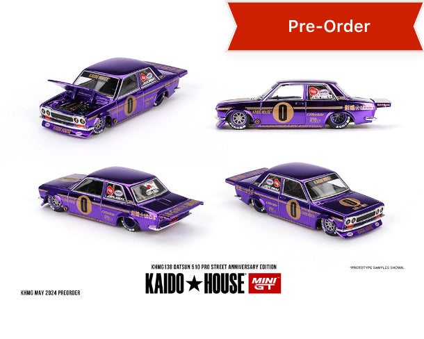 (Preorder) Kaido House x Mini GT 1:64 Datsun 510 Pro Street Anniversary Edition – Purple