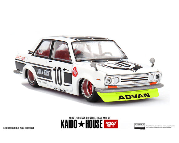 Kaido House x Mini GT 1:64 Datsun 510 Street Team XMM V1- White