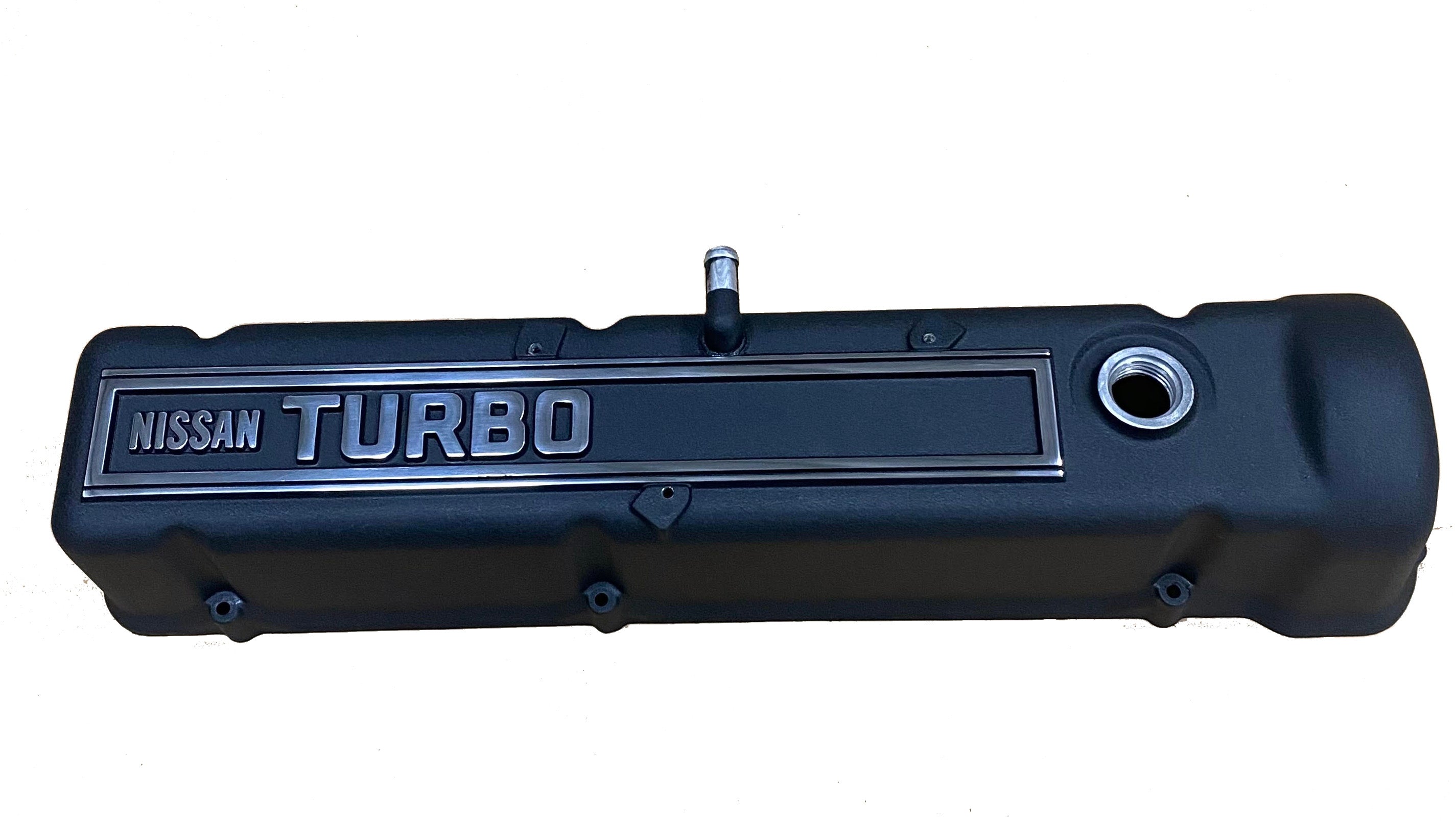 Inline 6 "TURBO" Valve Cover (Powder Coated in Black Wrinkle with Polished Lettering)