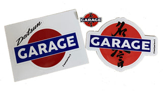 Datsun Garage Decal and Enamel Pin Set