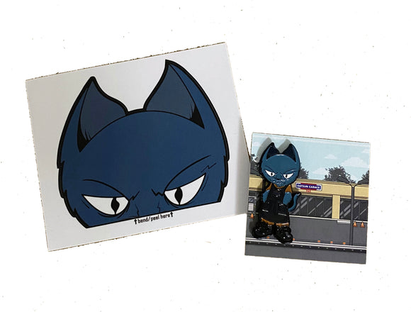 Ari-Gato Enamel Pin and Decal Set