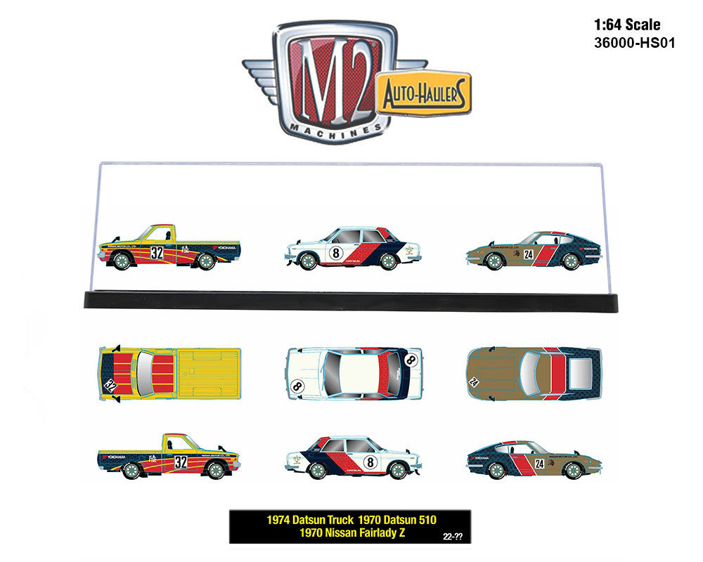 M2 Machines 1:64 Auto Haulers Release HS01 Nissan Datsun 3 Cars Set – Hobby Exclusives