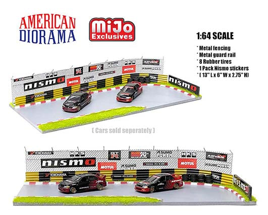 American Diorama 1:64 Mijo Exclusive Racetrack Diorama with Auto World Advan Yokohama Stickers Included