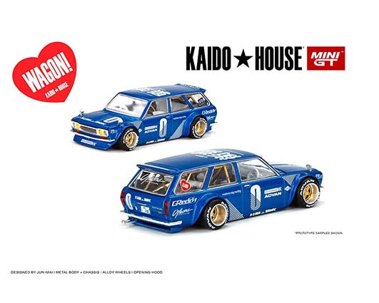 Kaido House x Mini GT 1:64 Mijo Exclusive Datsun Kaido 510 Wagon Blue Limited Edition **CASE**
