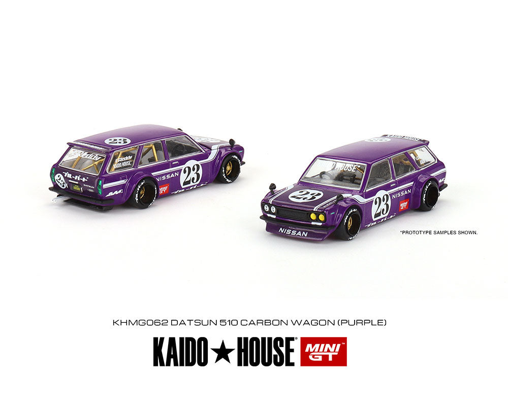 Kaido House x Mini GT 1:64 Datsun KAIDO 510 Wagon CARBON FIBER V1 – Purple – Limited Edition