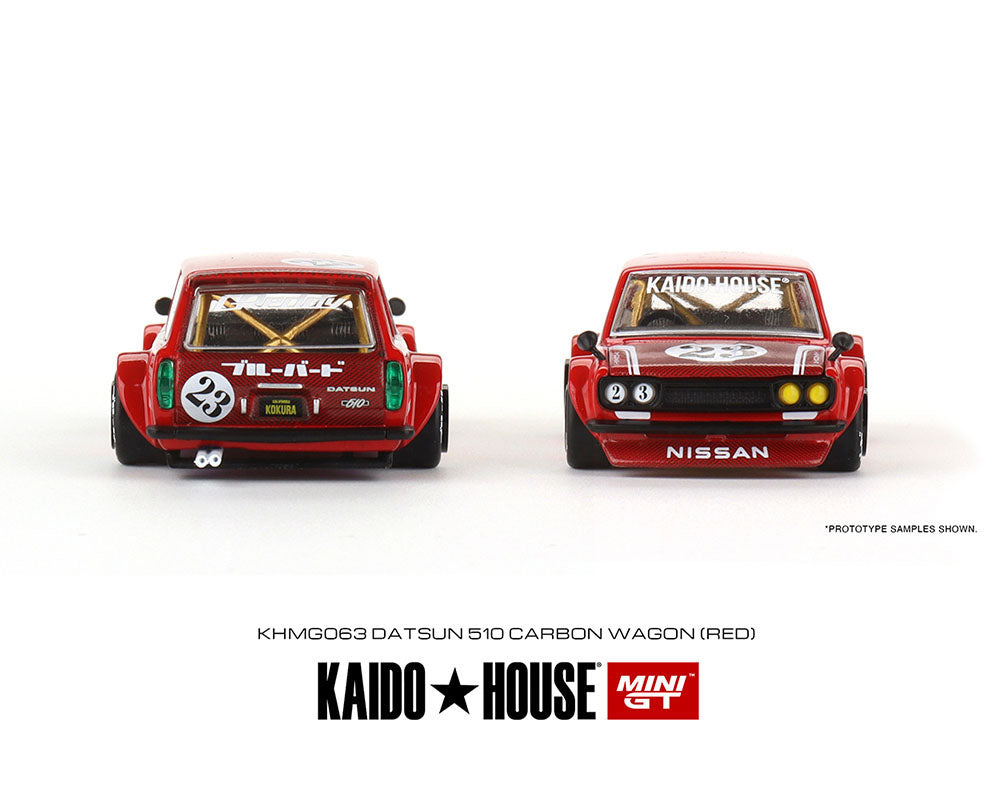 Kaido House x Mini GT 1:64 Datsun KAIDO 510 Wagon CARBON FIBER V2 – Red – Limited Edition