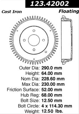 Steel Rear Brake Drum 1970-78 (240Z / 260Z / 280Z)