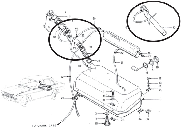 Reproduction Fuel Filler Hose 1968-73 (510) 2 and 4 Door Only
