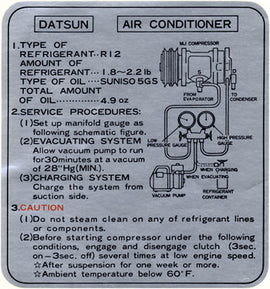 Air Conditioning Service Decal 1974-83 (260Z / 280Z / 280ZX)