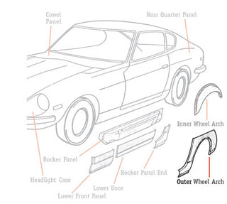 Left Outer Wheel Arch Repair Panel 1970-78 (240Z / 260Z / 280Z) Coupe