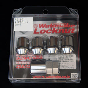 Buy silver RS Watanabe Locknut Set (4 locking lug nuts + key)